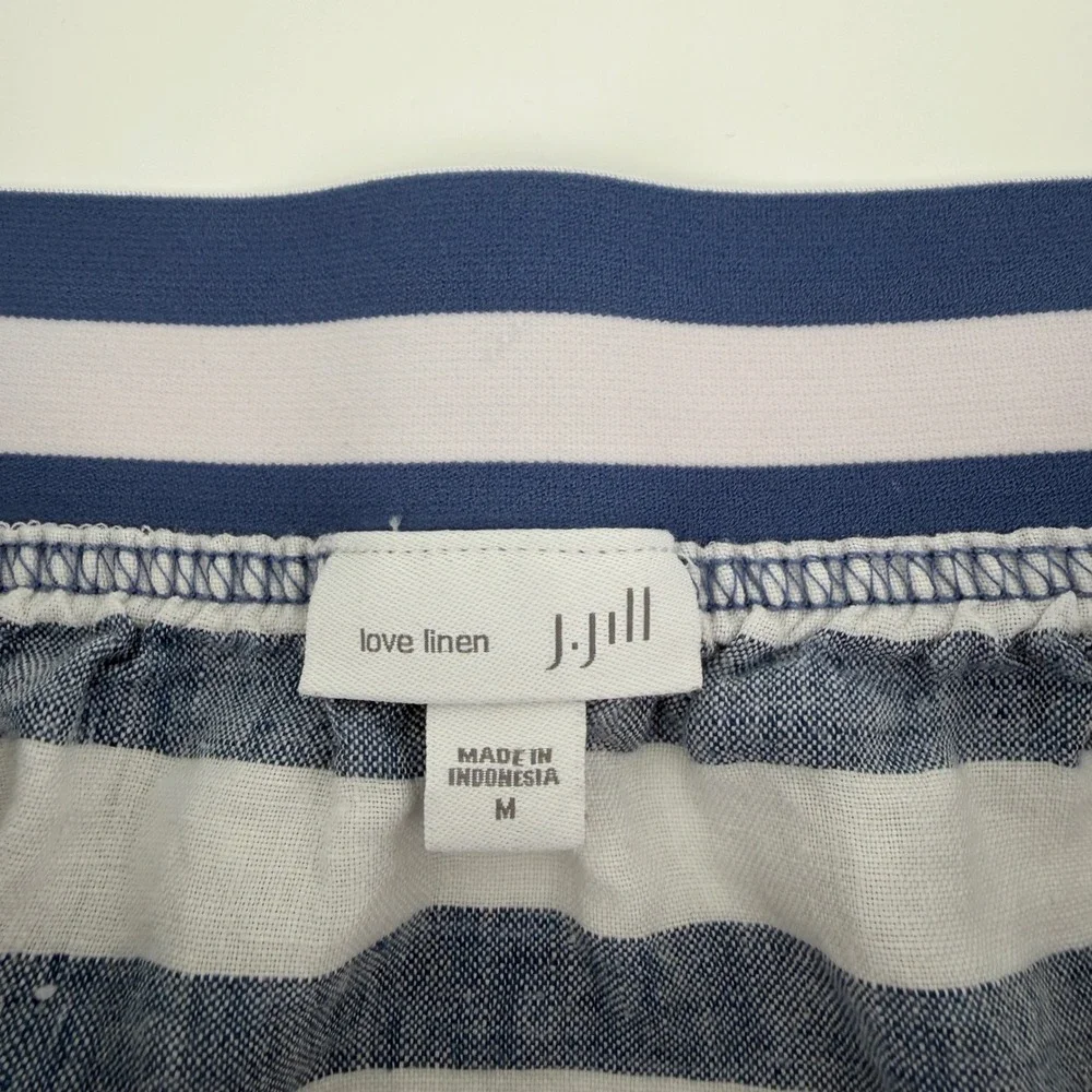 J. Jill Love Linen Womens Sz M Blue & White Striped Maxi Skirt Coastal Nautical